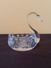 Load image into Gallery viewer, Bohemian Cut Crystal Swan Dish – Czech Lead Crystal Candy Bowl, 5.5"