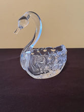 Load image into Gallery viewer, Bohemian Cut Crystal Swan Dish – Czech Lead Crystal Candy Bowl, 5.5"