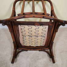 Load image into Gallery viewer, Rattan Lounge Chair with Vibrant Striped Upholstery