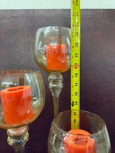Load image into Gallery viewer, Gold Stem Hurricane Candle Holders – Set of 3 Graduated 16” 18” 22”