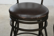 Load image into Gallery viewer, Set of 4 Swivel Bar Stools with Metal Frames and Brown Upholstered Seats