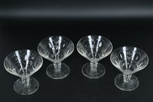 Load image into Gallery viewer, Set of 4 Vintage Cut Crystal Champagne Coupes / Dessert Cocktail Glasses – Etched Floral Design