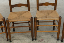 Load image into Gallery viewer, Set of 4 Wood Ladder Back Dining Chairs with Woven Rush Seats