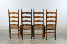Load image into Gallery viewer, Set of 4 Wood Ladder Back Dining Chairs with Woven Rush Seats