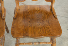 Load image into Gallery viewer, Set of 4 Traditional Solid Oak Dining Chairs with Carved Pressback and Barley Twist Posts