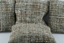 Load image into Gallery viewer, Set of 4 Chunky Woven Throw Pillows 20 x 20 Sage Green Brown Cream Textured
