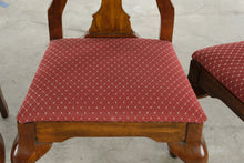 Load image into Gallery viewer, Set of 4 Traditional Cherry Queen Anne Dining Chairs with Upholstered Seats
