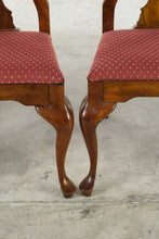 Load image into Gallery viewer, Set of 4 Traditional Cherry Queen Anne Dining Chairs with Upholstered Seats