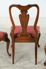 Load image into Gallery viewer, Set of 4 Traditional Cherry Queen Anne Dining Chairs with Upholstered Seats