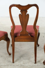 Load image into Gallery viewer, Set of 4 Traditional Cherry Queen Anne Dining Chairs with Upholstered Seats