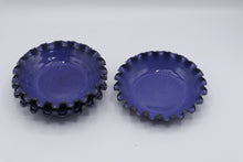Load image into Gallery viewer, Blue Glazed Pottery Ruffled Edge Bowls Set of 4