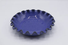 Load image into Gallery viewer, Blue Glazed Pottery Ruffled Edge Bowls Set of 4