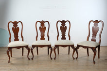 Load image into Gallery viewer, Stanley Furniture Queen Anne Dining Chairs Set of 4 Carved Wood with Upholstered Seats