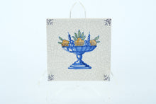 Load image into Gallery viewer, Vintage Greek-Style Ceramic Tile – 5.25" Fruit Bowl Design with Crackle Glaze