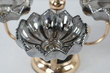 Load image into Gallery viewer, Pair Brass Glass Flower Bowl Centerpiece Candelabra Style 5 Arm 16x12