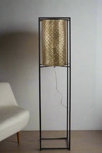 Load image into Gallery viewer, Modern Gold Mesh Column Floor Lamp 60” Tall Black Metal Frame