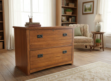 Load image into Gallery viewer, Mission Style Two-Drawer Oak File Cabinet