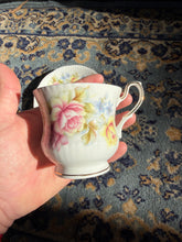Load image into Gallery viewer, Queen’s Fine Bone China Tea Cup & Saucer Set – Pink & Yellow Roses Floral Pattern – Gold Trim – Vintage-Inspired English Tea Set – Made in India