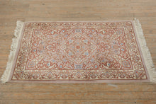 Load image into Gallery viewer, Handmade Chinese Wool Area Rug – 64" x 37" – Floral Medallion Pattern, Soft Pastel Tones, Pure Wool