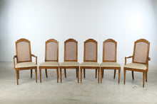 Load image into Gallery viewer, Set of 6 Cane Back Dining Chairs with Upholstered Seats and Armchairs