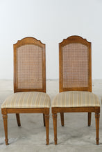 Load image into Gallery viewer, Set of 6 Cane Back Dining Chairs with Upholstered Seats and Armchairs