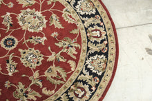Load image into Gallery viewer, Hand Tufted Indian Wool Round Area Rug 6 Ft Red Black Floral Traditional