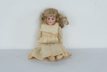 Load image into Gallery viewer, Antique Style German Bisque Head Doll Blue Eyes Blonde Curls 13 Inch