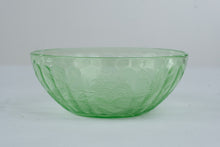 Load image into Gallery viewer, Jeannette Floral Poinsettia Green Depression Glass Bowl Vintage 7 Inch