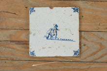 Load image into Gallery viewer, Set of 7 Antique Dutch Delft Blue Tiles – Hand-Painted Tin-Glazed Earthenware, 18th–19th Century Holland Provenance