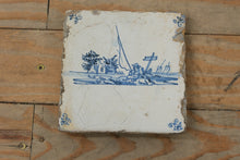 Load image into Gallery viewer, Set of 7 Antique Dutch Delft Blue Tiles – Hand-Painted Tin-Glazed Earthenware, 18th–19th Century Holland Provenance