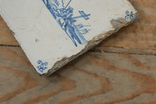 Load image into Gallery viewer, Set of 7 Antique Dutch Delft Blue Tiles – Hand-Painted Tin-Glazed Earthenware, 18th–19th Century Holland Provenance