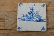 Load image into Gallery viewer, Set of 7 Antique Dutch Delft Blue Tiles – Hand-Painted Tin-Glazed Earthenware, 18th–19th Century Holland Provenance
