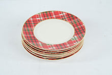Load image into Gallery viewer, Pier 1 Imports Haddington Plaid Dinner Plates Set of 7 Porcelain 11 Inch