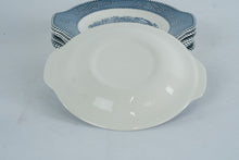 Load image into Gallery viewer, Currier and Ives Royal Blue Transferware Scalloped Plates Set of 7