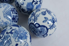 Load image into Gallery viewer, Set of 7 Blue and White Porcelain Decorative Balls – Hand-Painted Floral & Geometric Designs (3")