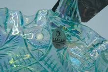 Load image into Gallery viewer, Fenton Blue Opalescent Carnival Glass Handled Basket, Ruffled Rim, Original Label
