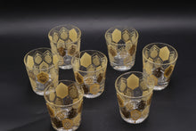 Load image into Gallery viewer, Vintage Cera Glass CGP27 Gold Geometric Old Fashioned Glasses Set of 7