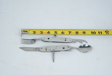 Load image into Gallery viewer, 7-in-1 Camping Tool – Stainless Steel Folding Survival Utensil Set with Knife, Fork, Spoon, Corkscrew & More – Hiking, Hunting, Outdoor Gear