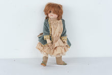 Load image into Gallery viewer, Porcelain Girl Doll 16 Inch Auburn Hair Victorian Dress Green Velvet Jacket