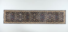 Load image into Gallery viewer, Navy & Ivory 2.6' x 10' Traditional Floral Medallion Handwoven Wool Runner Rug