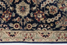 Load image into Gallery viewer, Navy & Ivory 2.6' x 10' Traditional Floral Medallion Handwoven Wool Runner Rug