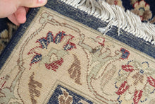 Load image into Gallery viewer, Navy & Ivory 2.6' x 10' Traditional Floral Medallion Handwoven Wool Runner Rug
