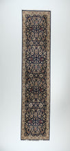 Load image into Gallery viewer, Navy & Ivory 2.6' x 10' Traditional Floral Medallion Handwoven Wool Runner Rug