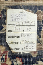 Load image into Gallery viewer, Navy & Ivory 2.6' x 10' Traditional Floral Medallion Handwoven Wool Runner Rug