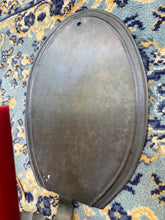 Load image into Gallery viewer, Vintage Tin Wall Sconce Candle Holder – Primitive Metal Reflector with Scalloped Drip Pan, 13” Colonial Style