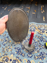 Load image into Gallery viewer, Vintage Tin Wall Sconce Candle Holder – Primitive Metal Reflector with Scalloped Drip Pan, 13” Colonial Style