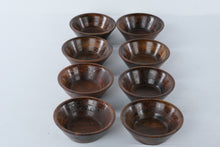 Load image into Gallery viewer, Vintage Set of 8 Turned Wood Bowls Dark Brown 6 Inch