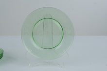 Load image into Gallery viewer, Hazel Atlas Cloverleaf Green Depression Glass 8 Inch Plates Set of 4 Vintage