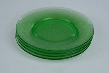 Load image into Gallery viewer, Hazel Atlas Cloverleaf Green Depression Glass 8 Inch Plates Set of 4 Vintage