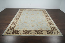 Load image into Gallery viewer, Large Traditional Floral Area Rug 8' x 11.5' – Soft Blue Field with Chocolate Brown Border